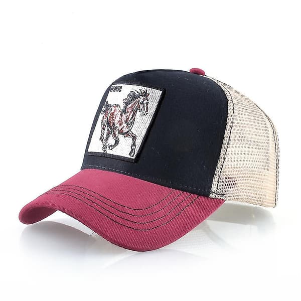 Mesh Baseball Cap Animal Patch Back Button Hat Herre Solid Color Bomull Hip Hop Trucker Hat Dame Pustende Visor Hat-27