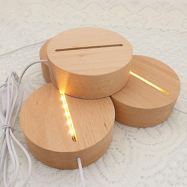 Led-lys display base, træ USB lys base stativ dekorat