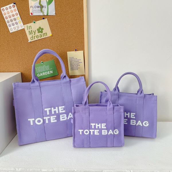 Dame Canvas Tote Bag Casual Canvas Messenger Bag Skulderveske Purple 25*20*11cm