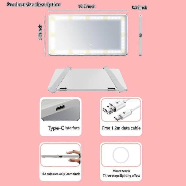 Automatisk Vanity Spejl Dæmpende Touch Sensor Bærbart Makeup Spejl Til Kvinder