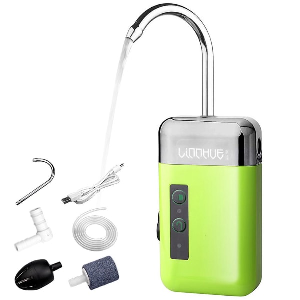 Bärbar utomhus miniluftpump luft syrepump med luftstenrör 3-i-1 avkänning USB-laddning automatisk vattenpump multifunktionell syrepump Noisel