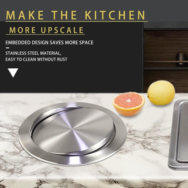 Rustfrit stål affaldsspand låg skraldespand låg indbygget balance sving låg til køkken