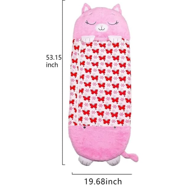 Lasten makuupussi tyynyllä, 2-in-1 taitettava eläinten makuupussi, söpö pehmeä ja mukava All Seasons -makuupussi 54 * 20 tuumaa