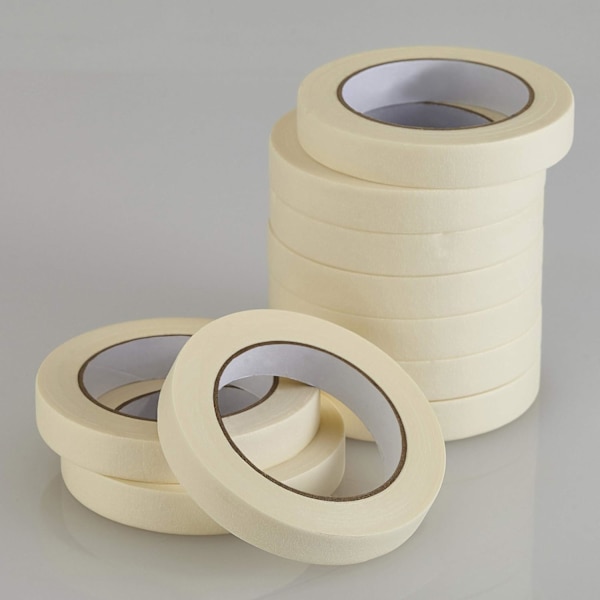 10-pak beige og hvit universal maskeringstape, 0,75 tommer x 55 meter x 10 ruller (550 meter totalt), for maling, hjem, kontor, skolemateriell, kunst Style-1