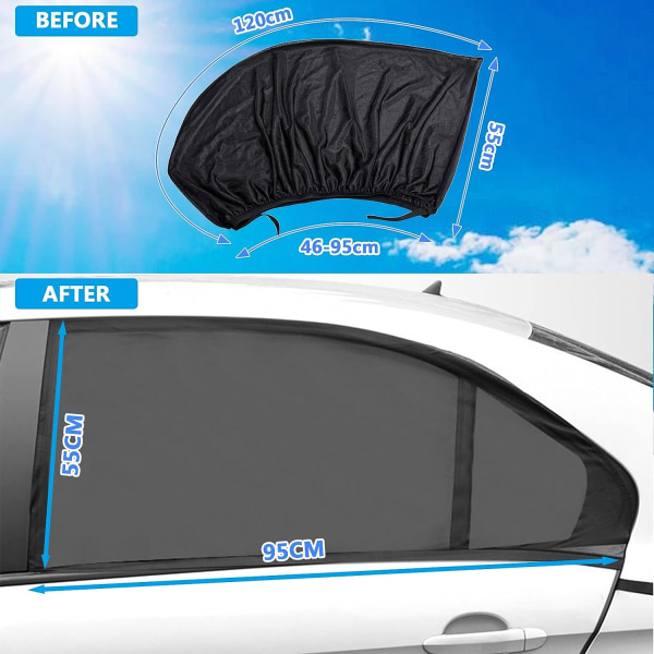 Solskjerm til babybil, 2-paks solskjermsokker for bil, solskjermsokker med  UV-blokk, solbeskyttelse for barn og kjæledyr Vindusskjerm 31e4 | Fyndiq