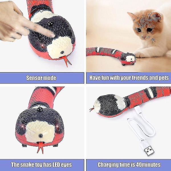 Smart Sensing Snake Cat Legetøj Elektron Interaktivt legetøj til katte Usb-opladning