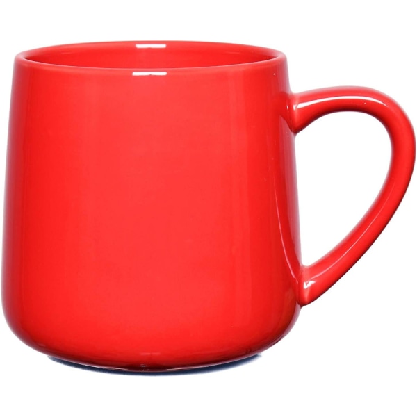 Glanset keramisk kaffekrus, tekopp for kontor og hjemme, 18 Oz, egnet for oppvaskmaskin og mikrobølgeovn (rød, 1)