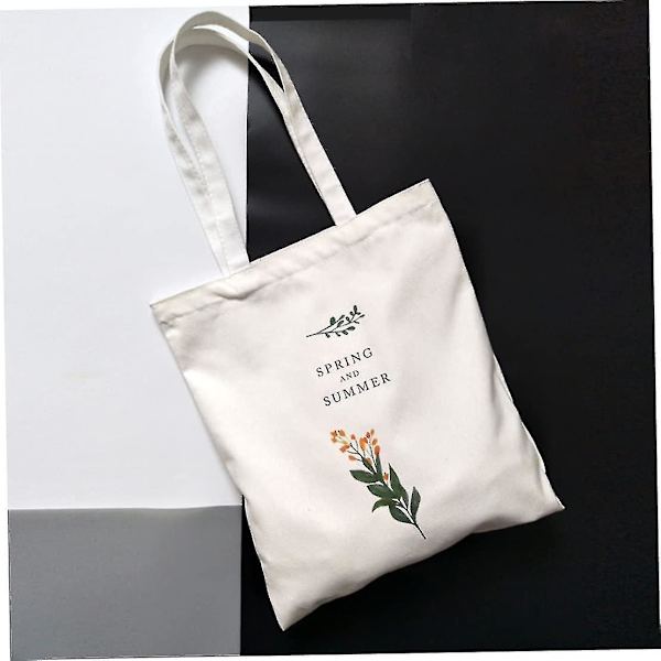 Canvas indkøbspose Bomuldspose Indkøbspose Genanvendelig indkøbspose Skuldertaske Eco taske Indkøbspose Langt håndtag Kludpose Letvægts Kvinder Damer Skole