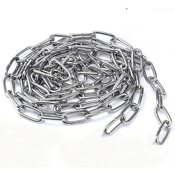 Stark och slitstark 304 rostfritt stålkedja med svetsade stålkopplingar för staket, promenader och hundkedja, torkkedja, maxbelastning 200 kg, 4 mm - 1 meter