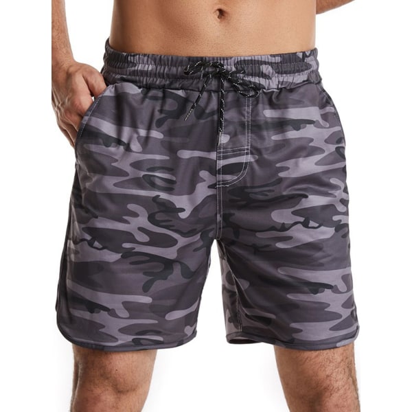Snabbtorka badbyxor med dragsko för män Sommarbadkläder Beachwea Dark Gray European Size-XL