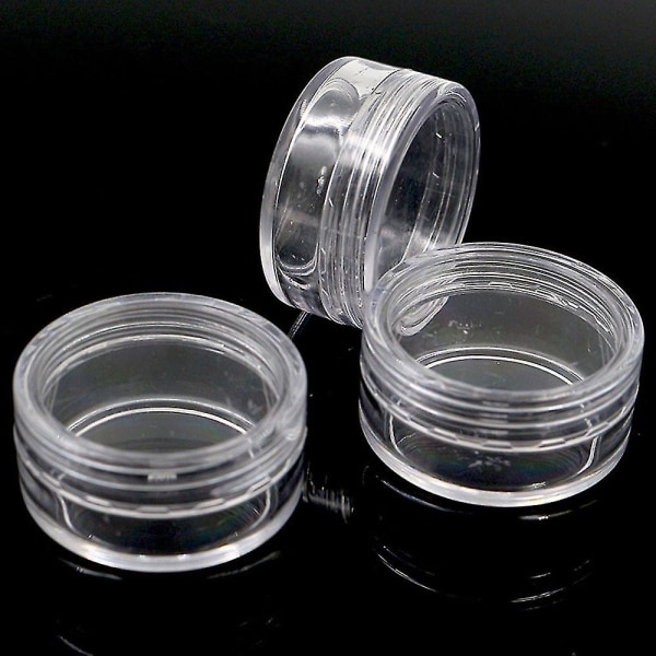 50 stk klar plastik tomme kosmetiske prøvebeholdere Krukker Gryder Små 3g som vist