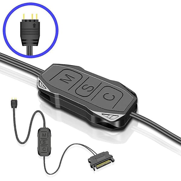 5V ARGB-controller 3-benet Sata-strømforsyning til stationær computer til chassis-ventilator LED