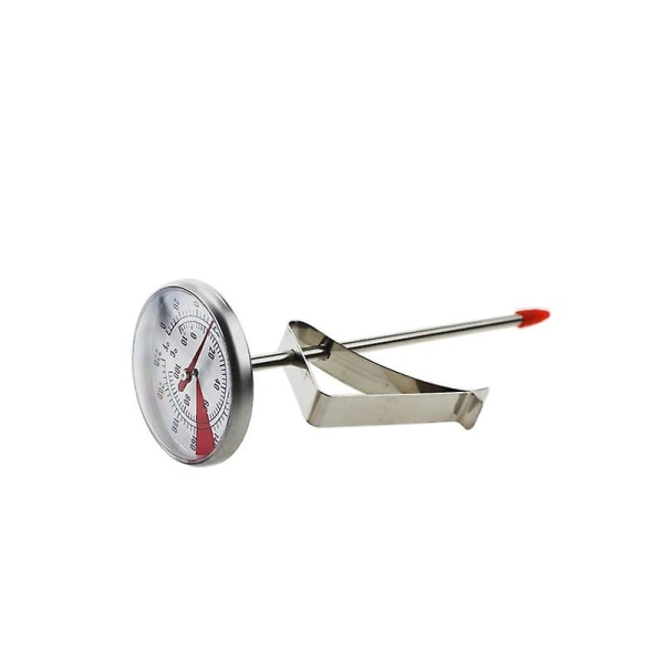 Mattermometer i rustfritt stål, bakethermometer med klips, melkethermometer, sølv