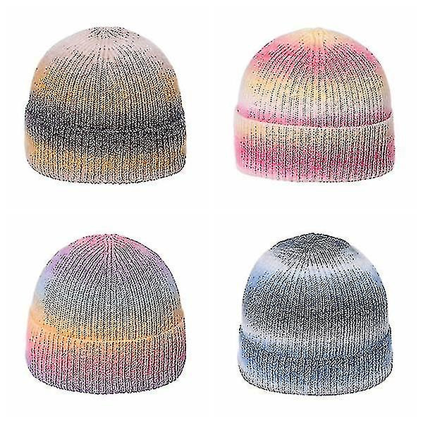 Vinterstrikket lue varm lue Skull Cap Stretchy Knit Slouchy (grå)