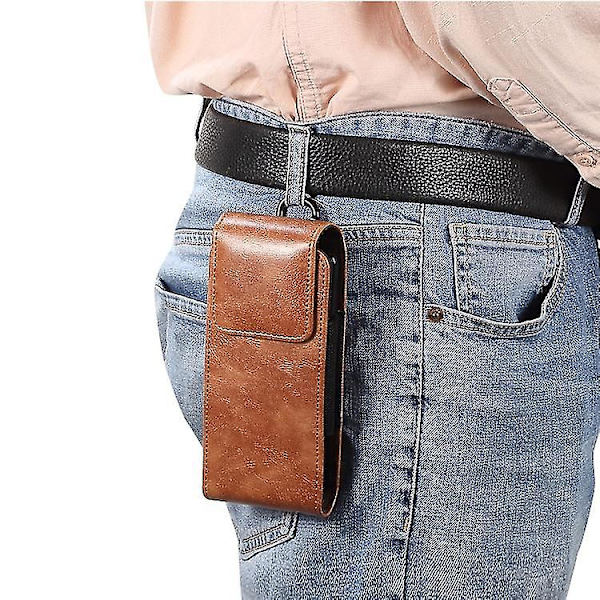 Nahkainen vyöpidike puhelimen kotelo vyötärölle ripustettava tasku kotelo yhteensopiva Samsung Galaxy Z Fold 4/z Fold 3 Brown