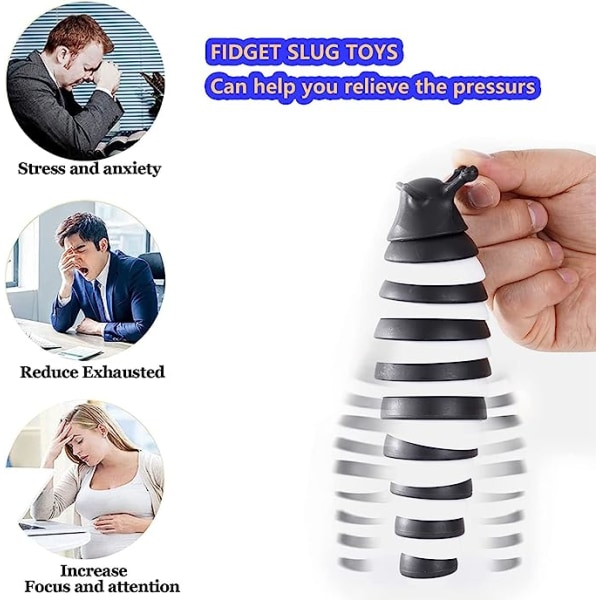 Fidget Slug, 3D Sensorisk Slug Fidget Leksak, Rolig Krypande Slug Fidget Leksak, Black and white 14CM