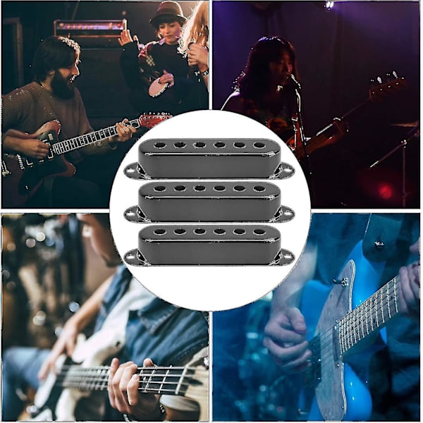 Enkel spole 48/50/52 mm 3 stykker enkel spole pickup cover messing til elektrisk gig (sort) 3 stykker sort