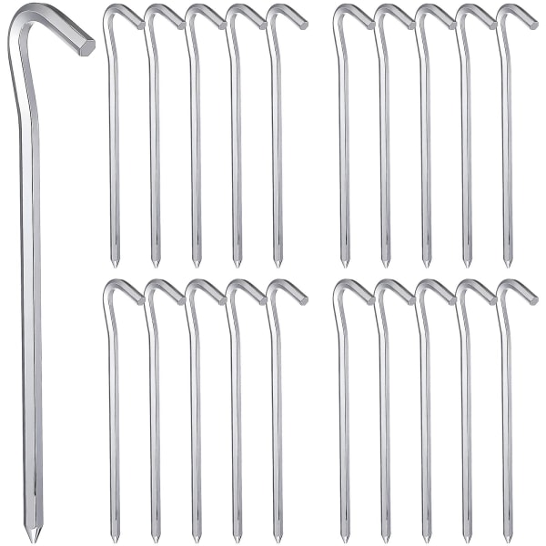 20 stk. presenningkroge, telttilbehør, fastgørelsespind, metalteltstænger, metalteltstænger, teltkroge, camping