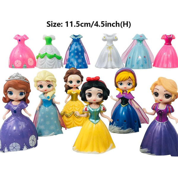 Prinsessdocka Set Present PVC Fristående Elsa Snövit För Flickor Med Klänning