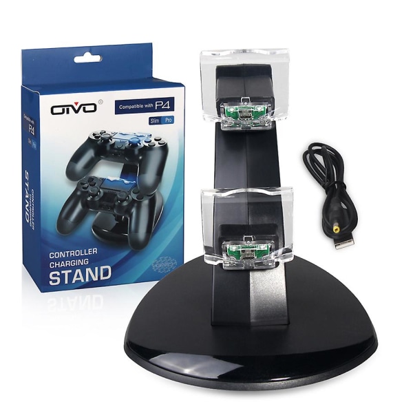 Oivo USB dobbelkontrollerlader for PS4 Gamepad ladestasjon Dock Controller strømforsyning stativ for Sony Playstation 4 Slim