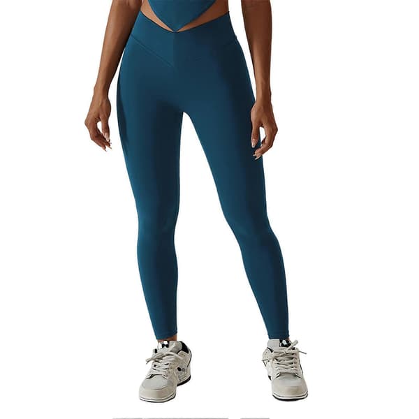 Mode V-formede taljebånd Sømløse Leggings Åndbare Hurtigtørrende Bukser til Udendørs Sport Dark Blue M