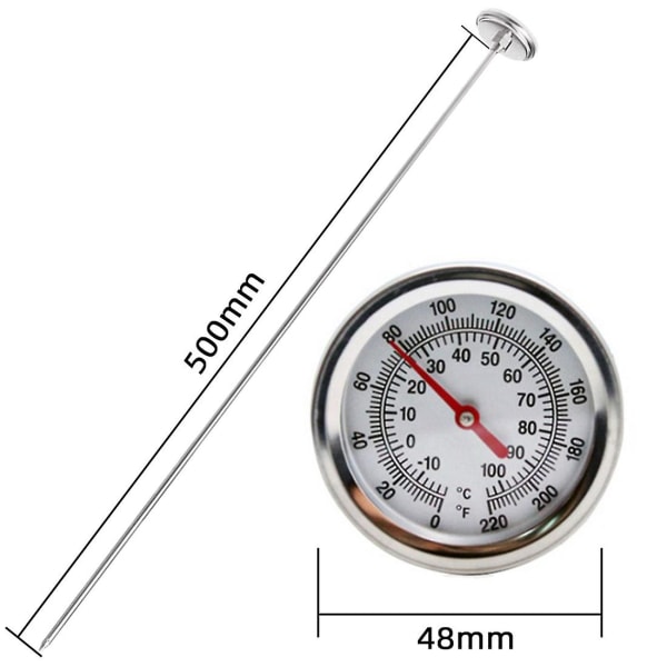 Kompostjord Termometer med Lang Stang - Hurtig Respons Rustfrit Stål 20 Tommer - Måleprobe - Fahrenheit