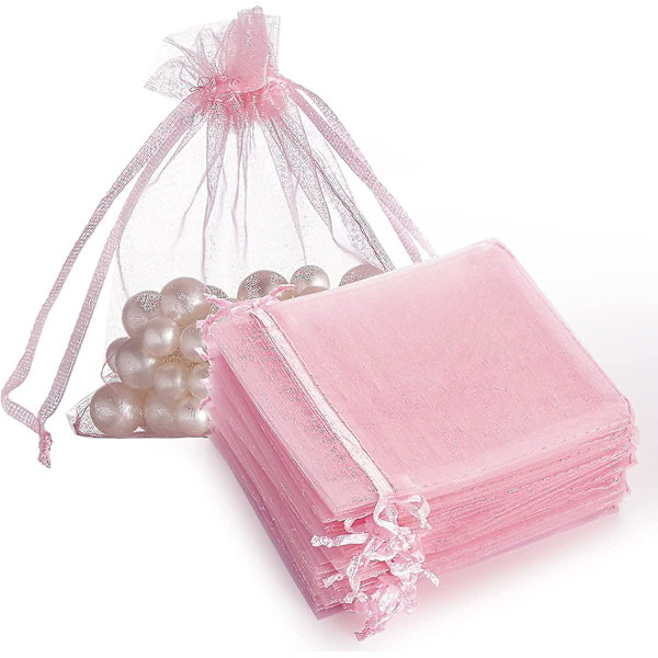 100 kpl 4x4,72 tuuman läpinäkyvät organza-pussit. Blush Pink Häälahjapussit