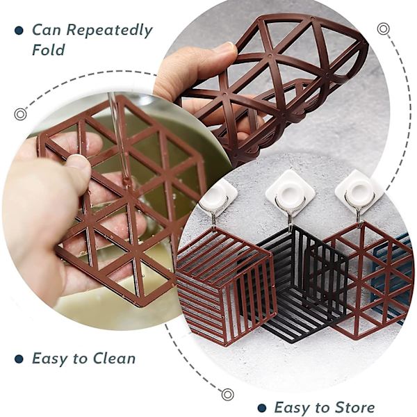 Silikonunderlägg, Geometriska 6-set, Moderna Dekorativa Silikonunderlägg för Matsal, Halkskydd Värme