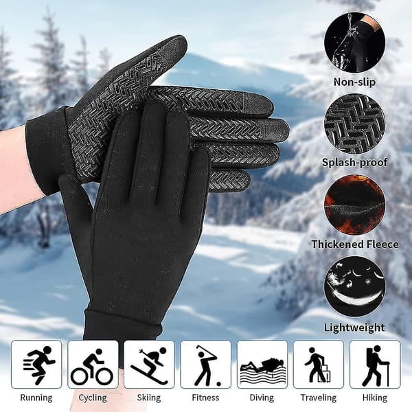 Touchscreen løbehandsker Udendørs Unisex Handsker - Sorte Vinterhandsker
