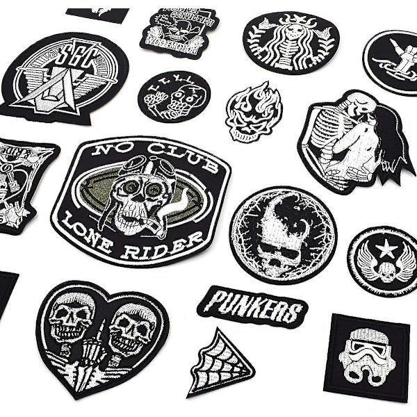 20 stk Kleslapper (skalle/punk) Sy-lapper