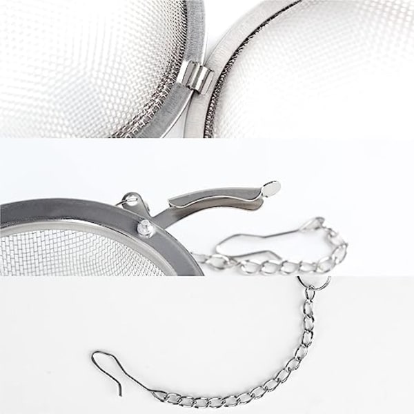 2 stk. Rustfrit Stål Te-kugle 2,7 tommer Te-si 2 stk. Te-infuser Si