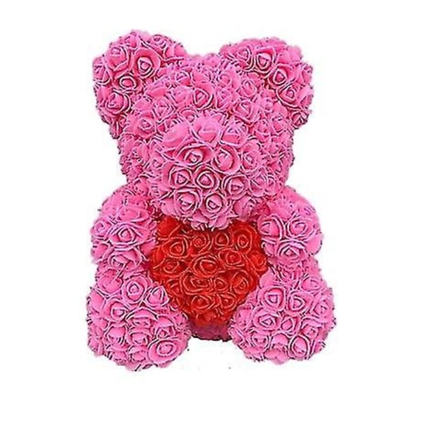 Timubike 2022 Dropshipping 40cm Rose Bear Heart Konstgjord Blomster Rose Nalle För Kvinnor Alla hjärtans bröllop Födelsedag Julklapp Pink red 25CM