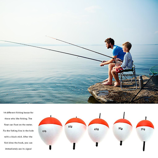 14 st/set Fiske Bobber Kit Eps Skum Oval Flytande Kork Återanvändbar