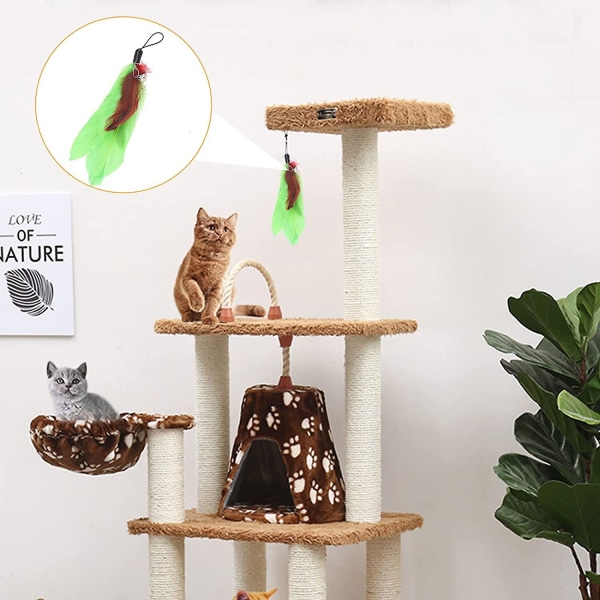 9 pakkauksen kissan ominaisuus lelu höyhenen täyttö kissansieppari höyhenlelu höyhenpyörän kiinnitys höyhenen vaihtolelu kissansiepparille