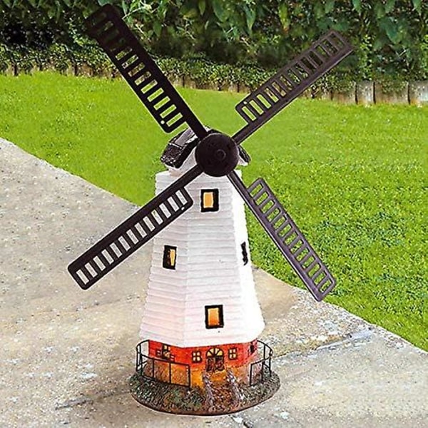 Trädgårdsprydnad väderkvarn, vattentät soldriven automatisk väderkvarn med ledljus för trädgårdsprydnad