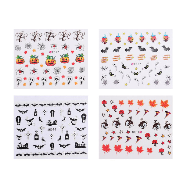 4 Pcs Sticker Sheets Kids Ghost Nail Stickers Nail Decals Self Adhesive Nail Stickers Halloween 3d Nail Art Stickers Halloween