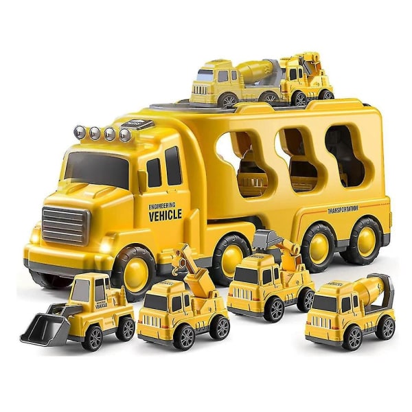 5-in-1 Construction Truck Toys Friction Power Vehicle Car Toy For Toddlers 1-3, Christmas Birthday