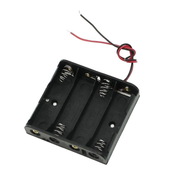 Svart case 4 X 1,5v Aa batterihållare Trådkablar