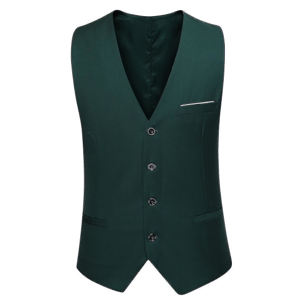 Herredragt Business Casual 3-delt jakkesæt blazerbukser Vest 9 farver Z Green 3XL