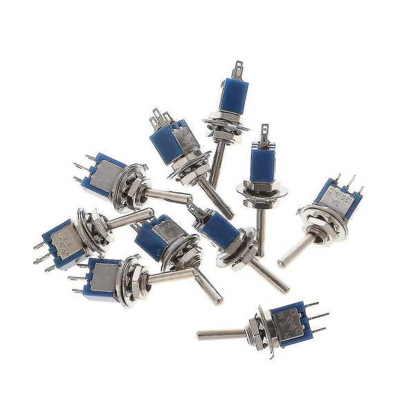 10 stk. AC 250V/1.5A 125V/3A Spdt 3-benet On/on 2 Position Mini Toggle Switch Blå