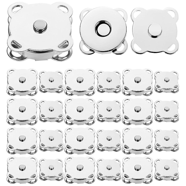 30 kpl magneettipainikkeita, 14 mm/18 mm magneettipainikkeita laukkuihin, hopeanväriset metallimagneettipainikkeet, luumu