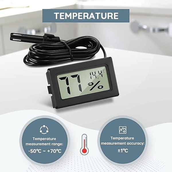 3 st Digital Termometer Hygrometer Mini Sonda Termometer Temperatur Hygrometer Reptil Inkubator Fjäderfä Kontor Vardagsrum
