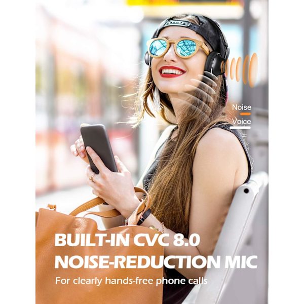 Aktiivinen melunvaimennuskuulokkeet, SuperEQ S2 Bluetooth-kuulokkeet langalliset ja Wi black
