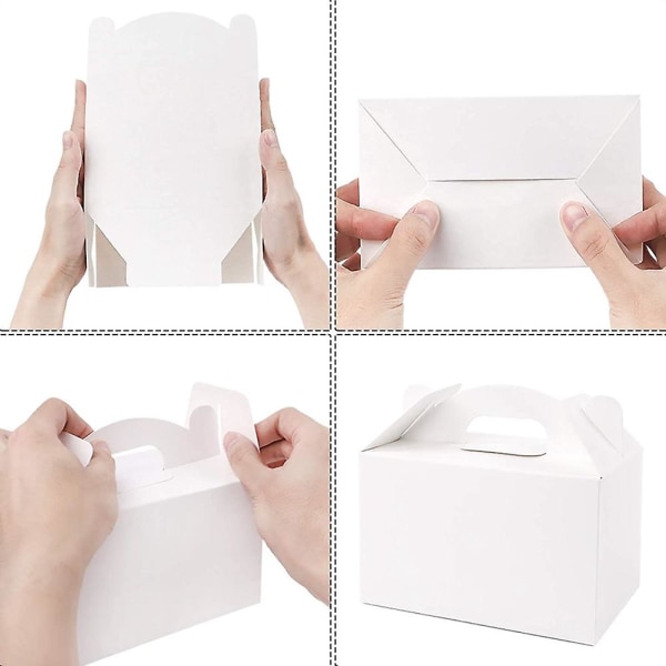 48-pack White Treat Gable Party Favor Boxes Papperspresentaskar för födelsedagsfest dusch 6x3.5x3.5 In