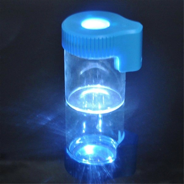 2 STK Forstørrelsesglas Lysende Tør Urte Opbevaringskrukke LED Transparent Glas Opbevaringsboks Tilbehør Grøn