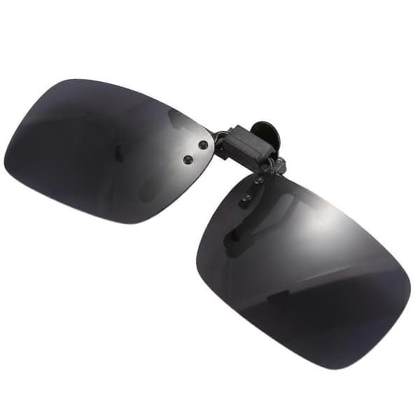 Polariserade Bågfria Rektangulära Grå Linser Flip Up Clip-on Solglasögon