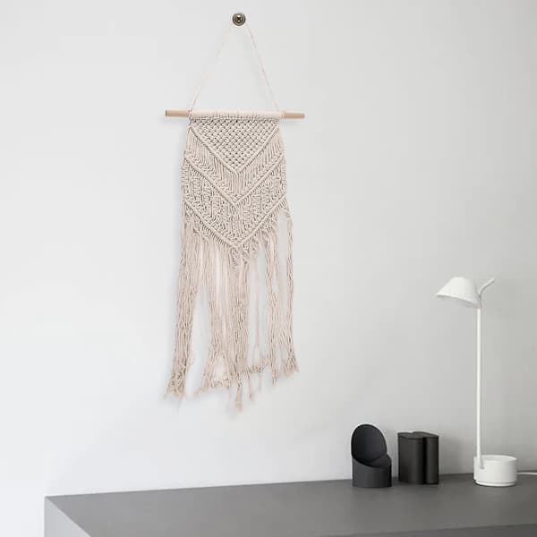 Macrame vävd hängande boho bohemisk hem ometrisk konst r sovsal ro