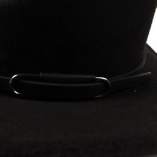 Unisex aikuisten villainen cowboy cap leveälierinen talvilämpö (musta)