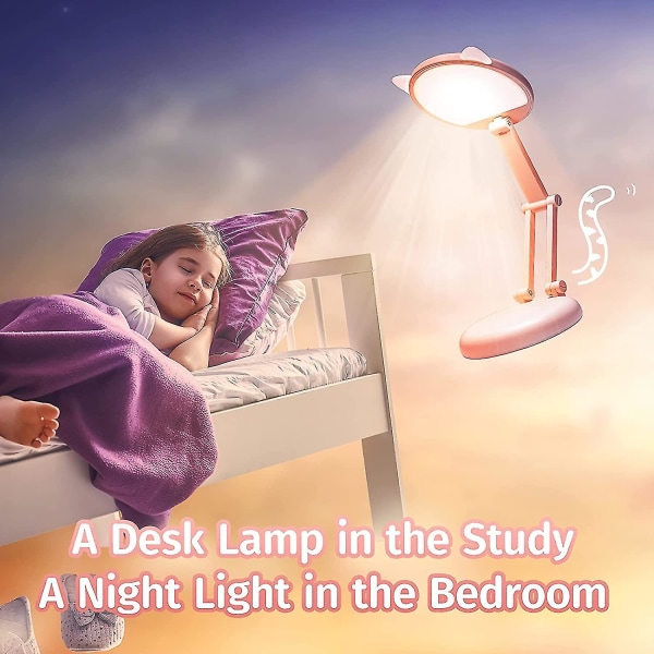 Søt skrivebordslampe for barn, led bordlampe usb-lading