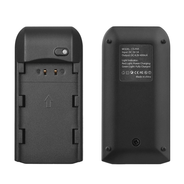 Np-fv5 Batterilader med LED-indikatorlys + 2 stk. Np-fv5 Plus-batterier 3,7v 1000mah med USB-ladekabel